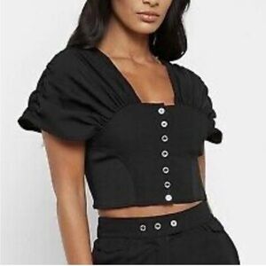 Maniere De Voir Black Crop Top